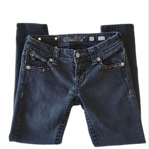 Miss Me Jean's Size 25 Bling Skinny Crop Pants Black